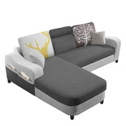 Amanda LHS 4 Seater L Shape,Sofa Set for Living Room (Black Grey Fabric)