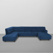 Ragno 8 Seater U Shape Sofa Set for Living Room (Blue Fabric) Premium Fabric Sofa