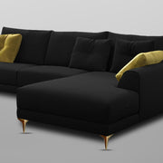 Viva RHS 6 Seater L Shape Sofa Set for Living Room (Black) Premium Fabric Sofa