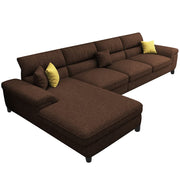 Anver 5 Seater L Shape Sofa Set for Living Room (Brown) Left Side