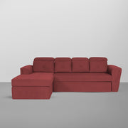 Elvi LHS 6 Seater L Shape Sofa Set for Living Room (Maroon Fabric) Premium Fabric Sofa