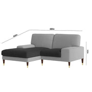 Latieo LHS 2 Seater Lounger L Shape Sofa Set for Living Room (Black Grey) Premium Fabric Sofa