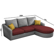 Shrank Round Lounger L Shape 4 Seater Sofa Set for Living Room (Maroon Grey) Fabric Sofa | RHS