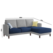 Swaloni RHS 4 Seater L Shape Sofa Set for Living Room (Blue Grey) Premium Fabric Sofa