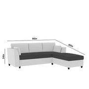 Blustin RHS 4 Seater L Shape Sofa Set for Living Room (Black Grey Fabric) Premium Fabric Sofa