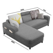 Amanda LHS 4 Seater L Shape,Sofa Set for Living Room (Grey Fabric)
