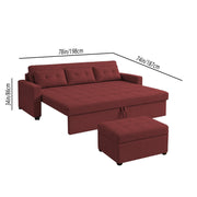 Casaliving Treshta 3 Seater with Ottomon Pull-Out Sofa Cum Bed (Black Color) Premium Fabric Sofa Set for Living Room | Bedroom