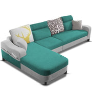 Amanda LHS 6 Seater L Shape,Sofa Set for Living Room (Turquise Grey Fabric)