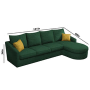 Shrank Round Lounger L Shape 6 Seater Sofa Set for Living Room (Green) Fabric Sofa | RHS
