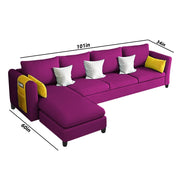 Asser LHS 6 Seater L Shape Sofa Set for Living Room (Purple) Premium Fabric Sofa