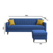 Casaliving Premium Conva Fabric 4 Seater L Shape Sofa Set 4 Seater Modern Sofa Set & Interchangeable Ottoman for Living Room (Blue Color Fabric)