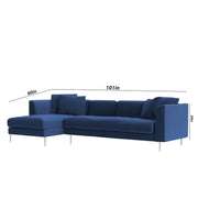 Vesco LHS 6 Seater L Shape Sofa Set for Living Room (Blue) Premium Fabric Sofa