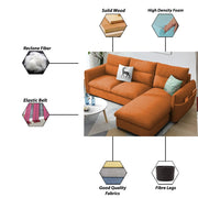 Andon 4 Seater L Shape Sofa Set for Living Room (Orange Fabric) Left Side Sofa