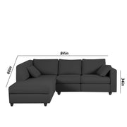 Dorian LHS 4 Seater L Shape Sofa Set for Living Room (Black Fabric) Premium Fabric Sofa