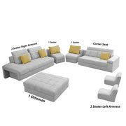 Casaling Urban Modern U-Shaped Sectional Sofa Set with Storage | 9 Seater Sofa Couch with Ottoman | Wooden Frame | Premium Colour Fabric | for Living Room & Guest Hall in (Black Colour)