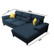 Anver 4 Seater L Shape Sofa Set for Living Room (Blue) Right Side