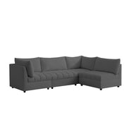 Lenser L Shaped Sofa Set for Living Room (Black Fabric) Premium Fabric Sofa Set