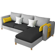 Asser RHS 4 Seater L Shape Sofa Set for Living Room (Black Grey) Premium Fabric Sofa