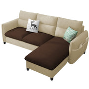 Andon 4 Seater L Shape Sofa Set for Living Room (Cream Brown Fabric) Right Side Sofa