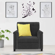 Rogelio 1 Seater Sofa Set for Living Room (Black Fabric)