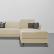 Arlond RHS 4 Seater L Shape Sofa Set for Living Room (Cream Fabric) Premium Fabric Sofa