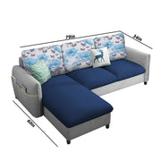 Andon 4 Seater L Shape Sofa Set for Living Room (Blue Grey) Left Side Sofa
