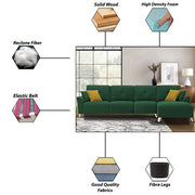 Antonio RHS 6 Seater L Shape Sofa Set for Living Room (Green Premium Fabric)