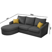 Shrank Round Lounger L Shape 4 Seater Sofa Set for Living Room (Black) Fabric Sofa | LHS