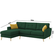 Lizel LHS 4 Seater L Shape Sofa Set with Center Table for Living Room (Green Fabric) Premium Velvet Fabric Sofa