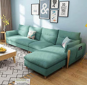 Hudson RHS 5 Seater L Shape Sofa Set for Living Room (Light Green Fabric)