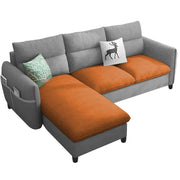Andon 4 Seater L Shape Sofa Set for Living Room (Orange Grey Fabric) Left Side Sofa