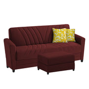 Francis 3 Seater Sofa Set with Ottoman for Living Room (Maroon) Fabric