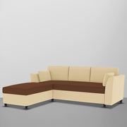 Blustin LHS 4 Seater L Shape Sofa Set for Living Room (Cream Brown Fabric) Premium Fabric Sofa