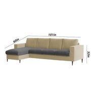 Charmi LHS 6 Seater L Shape Sofa Set for Living Room (Cream Black Fabric) Premium Fabric Sofa