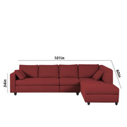 Dorian RHS 6 Seater L Shape Sofa Set for Living Room (Maroon Fabric) Premium Fabric Sofa