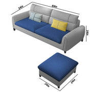 Francis 3 Seater Sofa with Ottoman Set for Living Room (Blue Grey Fabric) Premium Fabric Sofa