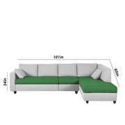 Dorian RHS 6 Seater L Shape Sofa Set for Living Room (Green Grey Fabric) Premium Fabric Sofa