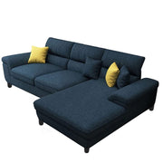 Anver 4 Seater L Shape Sofa Set for Living Room (Blue) Right Side
