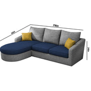 Shrank Round Lounger L Shape 4 Seater Sofa Set for Living Room (Blue Grey) Fabric Sofa | LHS