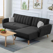 Rino RHS 4 Seater L Shape Sofa Set for Living Room (Black Fabric)