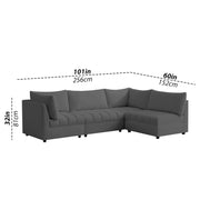 Lenser L Shaped Sofa Set for Living Room (Black Fabric) Premium Fabric Sofa Set
