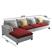 Delton LHS 6 Seater L Shape Sofa Set for Living Room (Maroon Grey) Premium Fabric