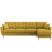 Lizel RHS 6 Seater L Shape Sofa Set with Center Table for Living Room (Yellow Fabric) Premium Velvet Fabric Sofa