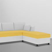Blustin RHS 4 Seater L Shape Sofa Set for Living Room (Yellow Grey Fabric) Premium Fabric Sofa