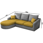 Shrank Round Lounger L Shape 4 Seater Sofa Set for Living Room (Yellow Grey) Fabric Sofa | LHS