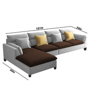 Delton LHS 6 Seater L Shape Sofa Set for Living Room (Brown Grey) Premium Fabric