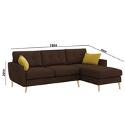 Lizel RHS 4 Seater L Shape Sofa Set with Center Table for Living Room (Brown Fabric) Premium Velvet Fabric Sofa