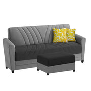 Francis 3 Seater Sofa Set with Ottoman for Living Room (Black Grey) Fabric