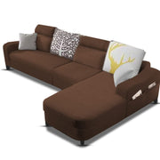Amanda RHS 6 Seater L Shape,Sofa Set for Living Room (Brown Fabric)