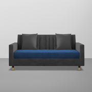 Casaliving Garcia 2 Seater Sofa Set for Living Room (Blue Black Colour) Premium Fabric Sofa